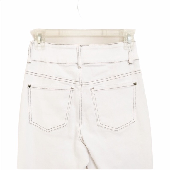 Luxe Moda Frayed Hem Embellished Jeans White Sz 4 - Picture 7 of 11